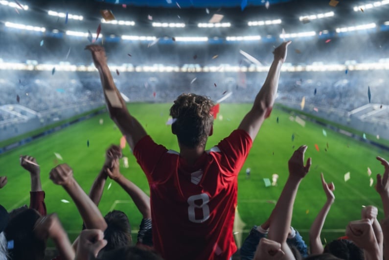 Fan watching soccer