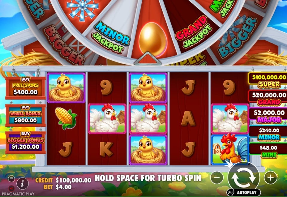 Bigger Barn House Bonanza slot reels by Pragmatic Play