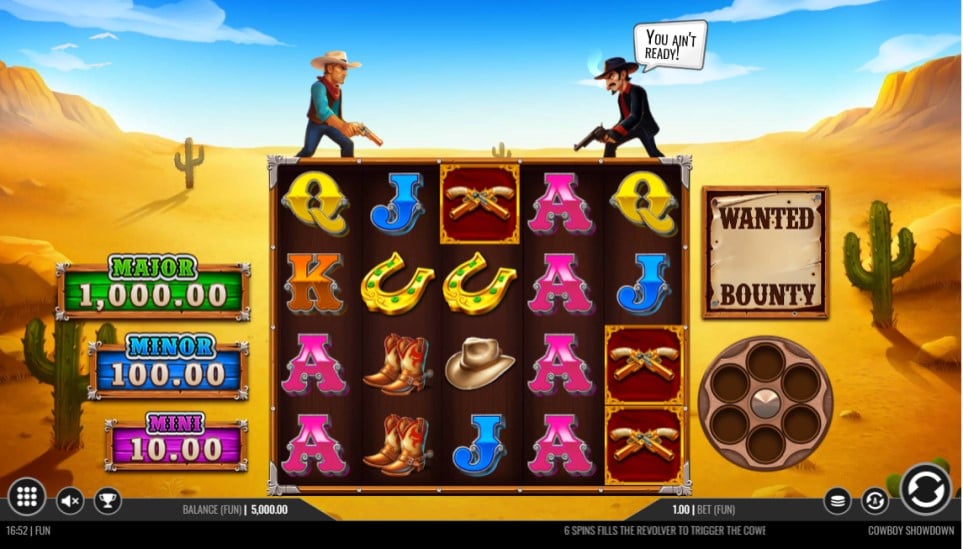 Cowboy Showdown slot reels by Iron Dog Studio - best new online slots of the week