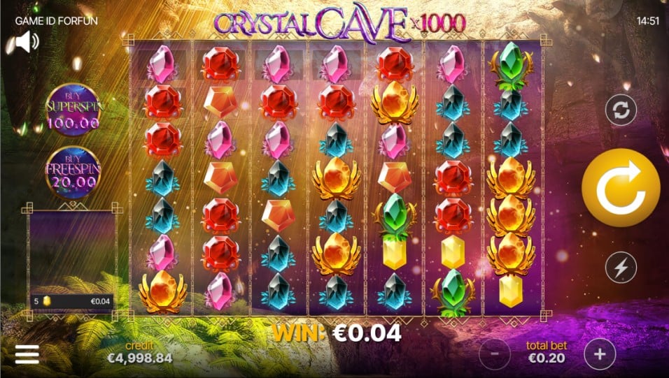 Crystal Cave 1000 slot reels by Nemesis Games Studio