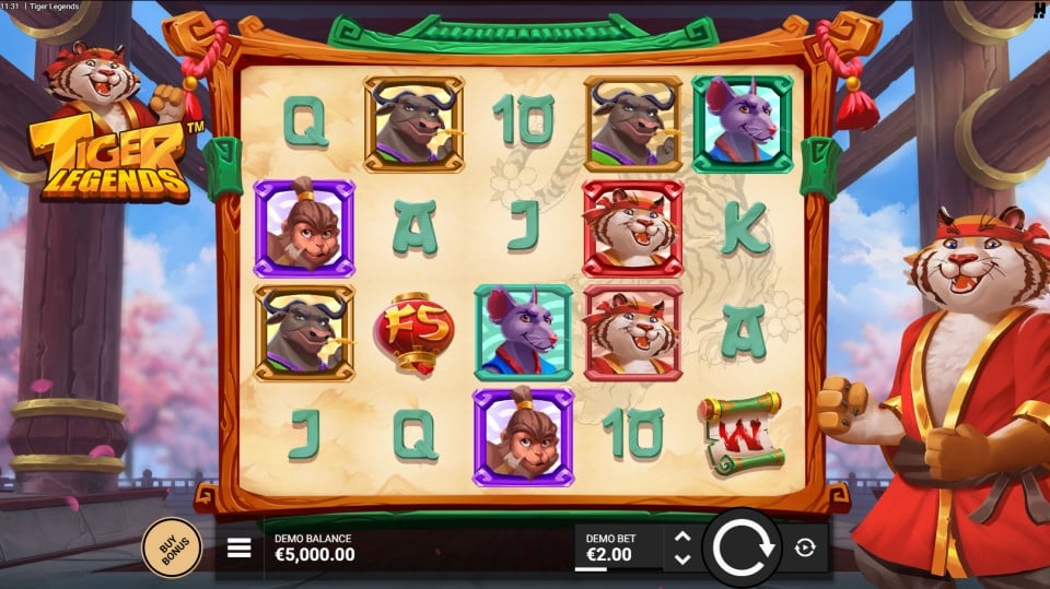 Tiger Legends slot reels by Hacksaw Gaming