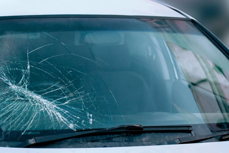 Broken car windshield