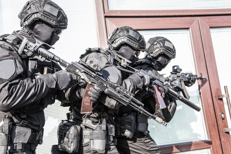 Counter-terrorist team practicing a raid