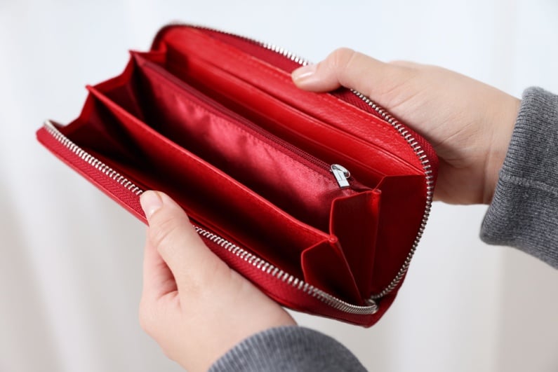 Empty red wallet