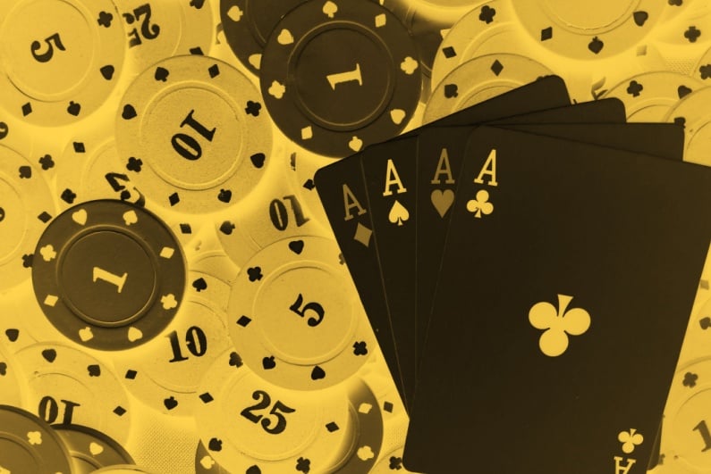 Playing cards and chips under infrared light