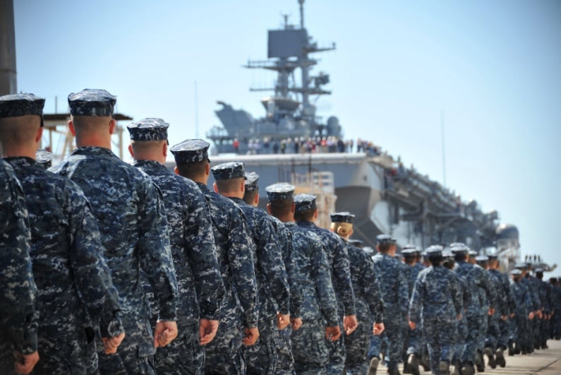Marines waiting to board boat