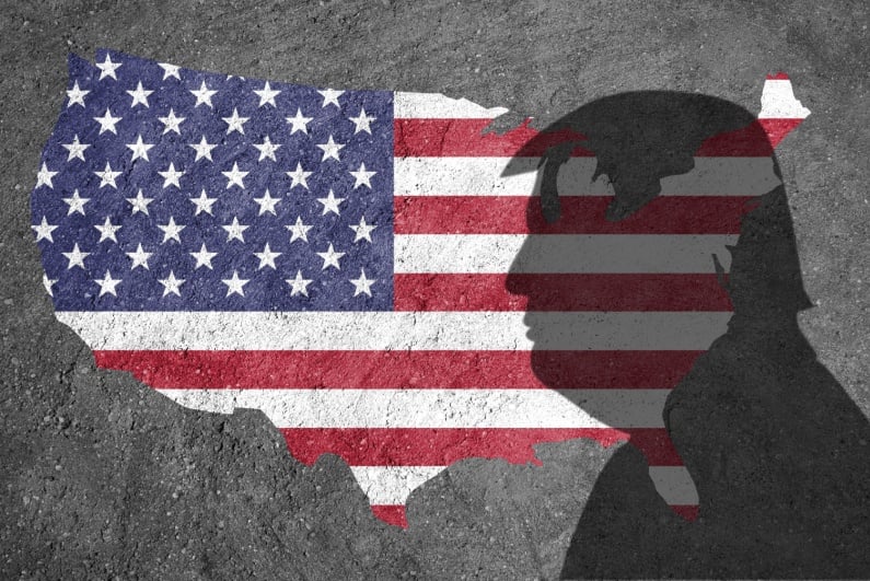 Trump shadow over outline of US