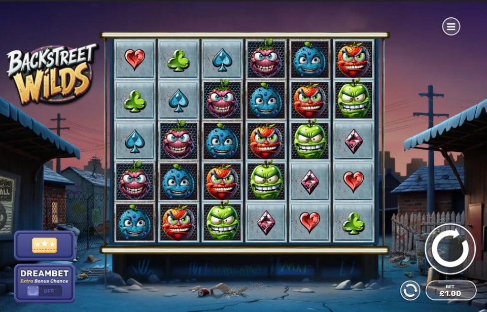 Backstreet Wilds slot reels by DreamSpin