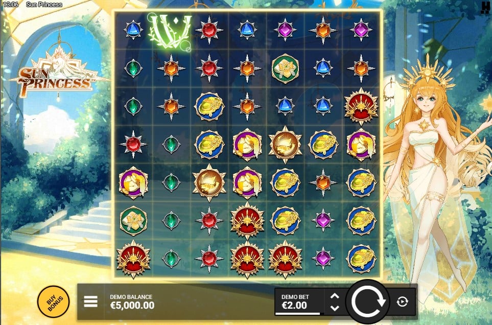 Sun Princess slot reels by Hacksaw Gaming