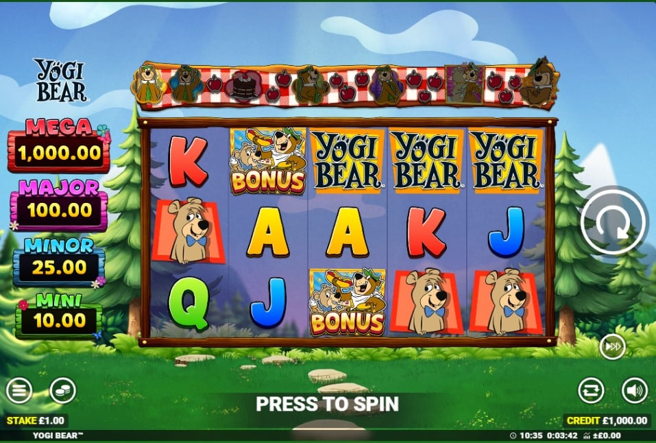 Yogi Bear slot reels by Blueprint Gaming