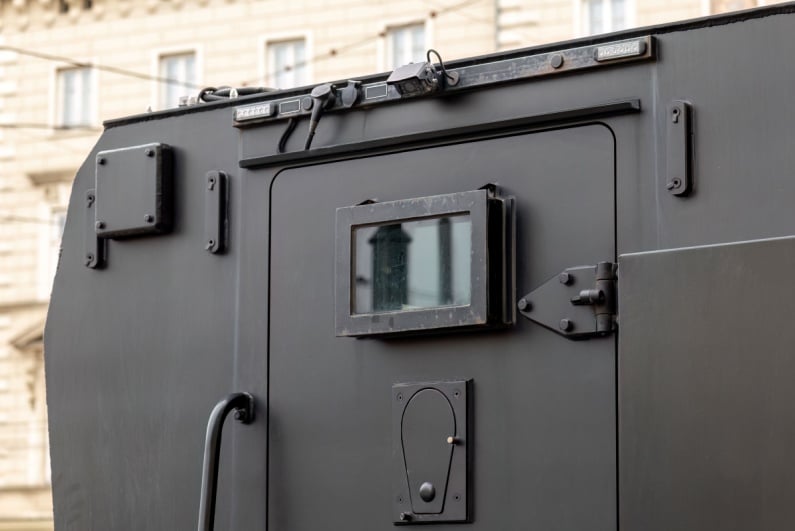 Back door of armored truck