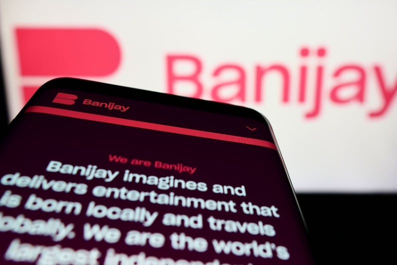 Banijay logo and Banijay site on phone