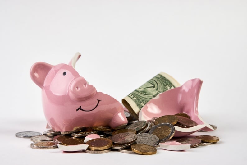 Broken piggy bank