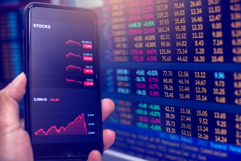 Declining stock charts