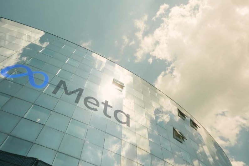 Meta logo on building
