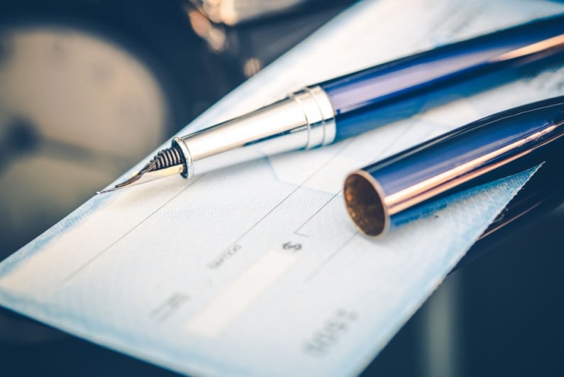 Pen and check