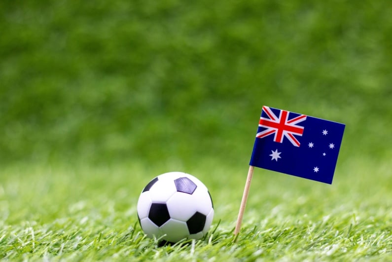 Football with Australia flag