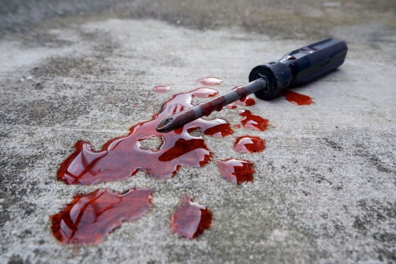 Screwdriver with blood