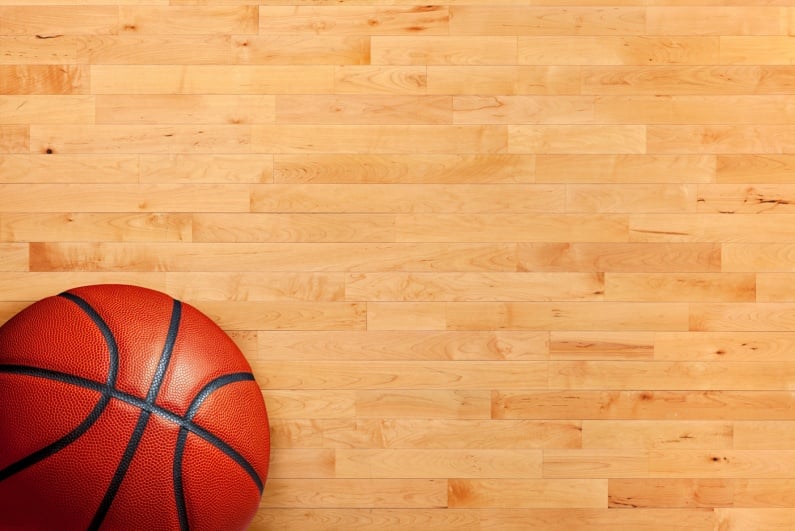 Basketball on court