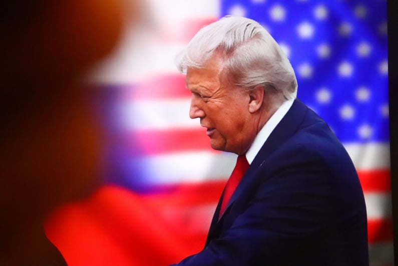 Trump and American flag