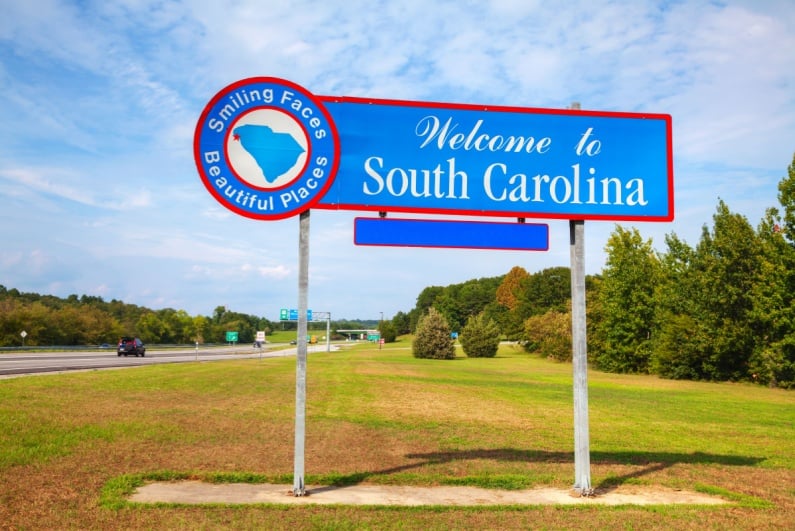 South Carolina highway sign