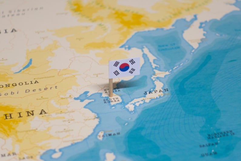 South Korea pinned on map