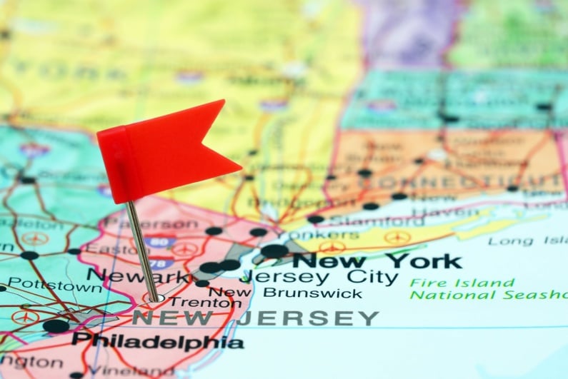 Trenton NJ pinned on map