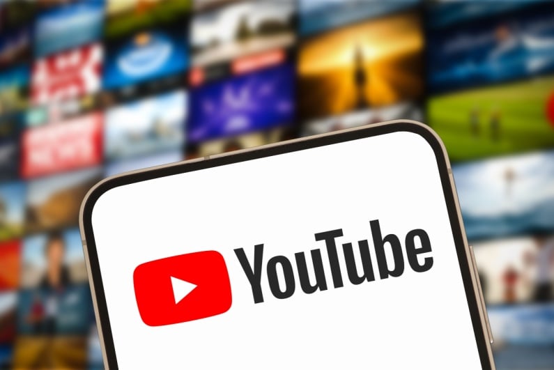 YouTube logo on phone