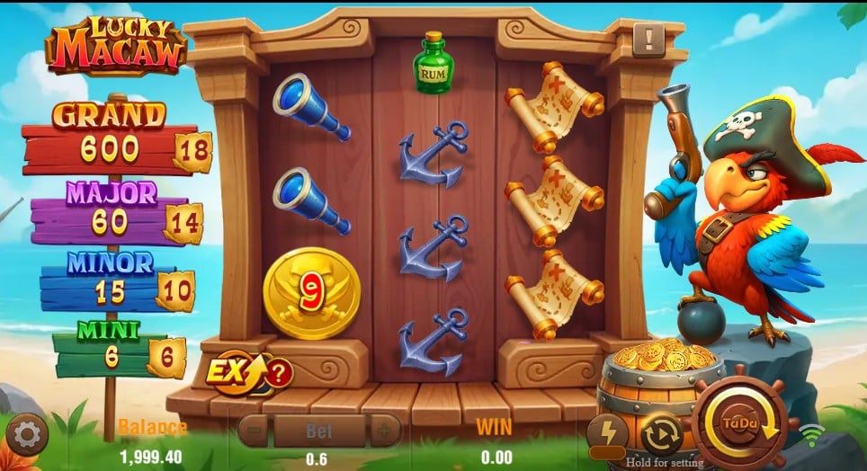 Lucky Macaw slot reels by Tada Gaming