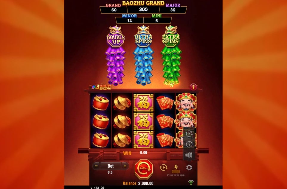 3 Lucky Baozhu slot reels by TaDa Gaming