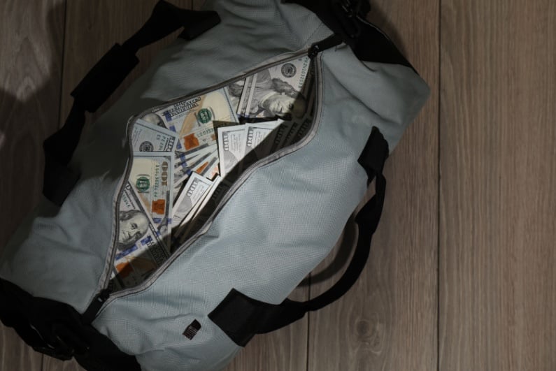 Cash in a duffel bag