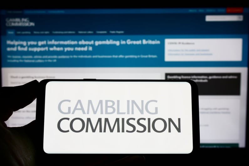 Gambling Commission logo on phone