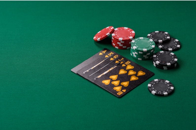 Cards and poker chips