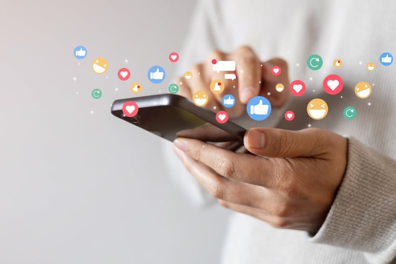 Woman using phone for social media