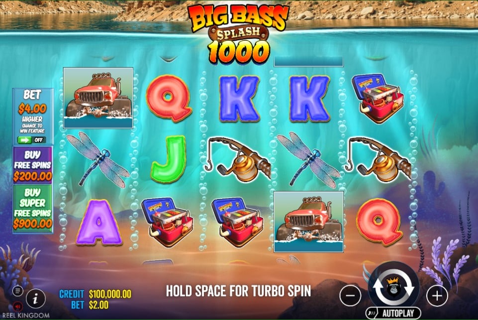 Big Bass Splash 1000 slot reels by Pragmatic Play