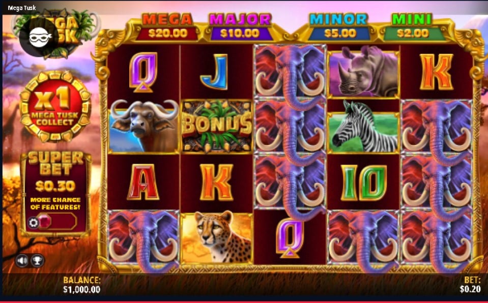 Mega Tusk slot reels by IGT