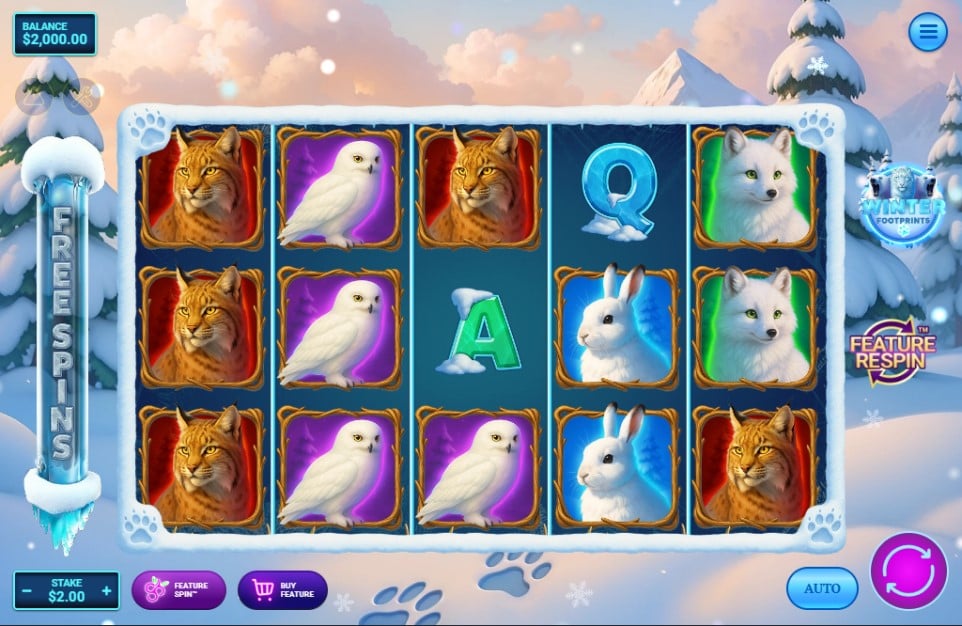 Winter Footprints slot reels by Spinberry