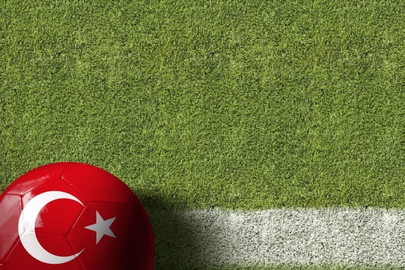 Soccer ball painted like Turkish flag