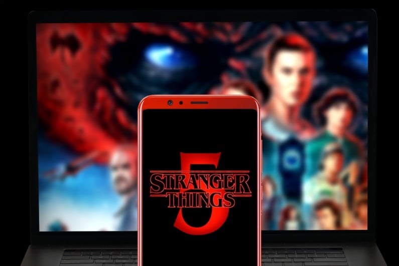 Stranger Things 5 logo on phone