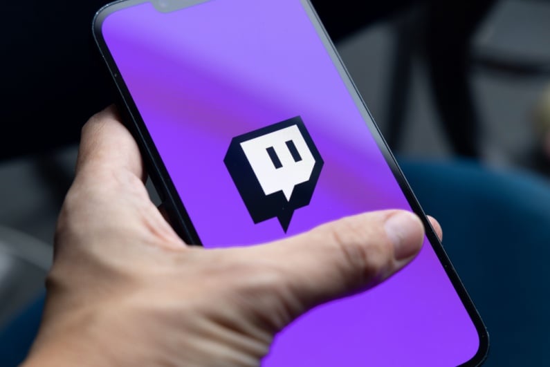 Twitch logo on phone