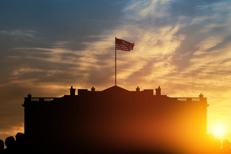 White House at sunset