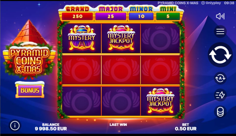 Pyramid Coins X-Mas slot reels by Onlyplay - best new online slots of the week