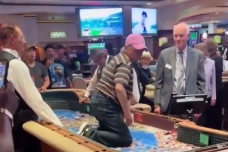 Man on casino table