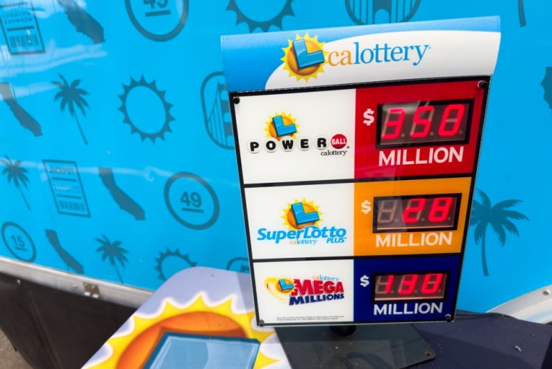 California Lottery jackpot display board