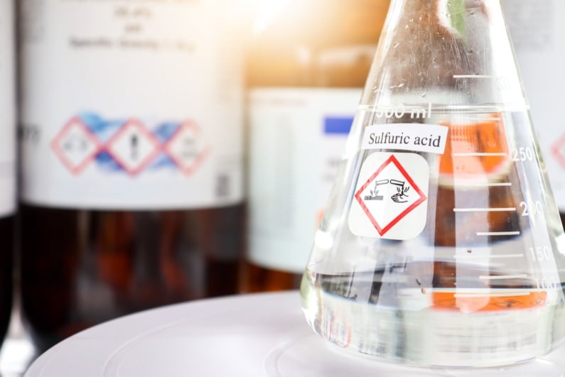 Beaker of sulfuric acid