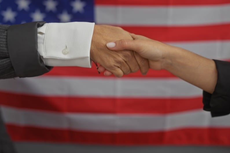 Bipartisan support handshake