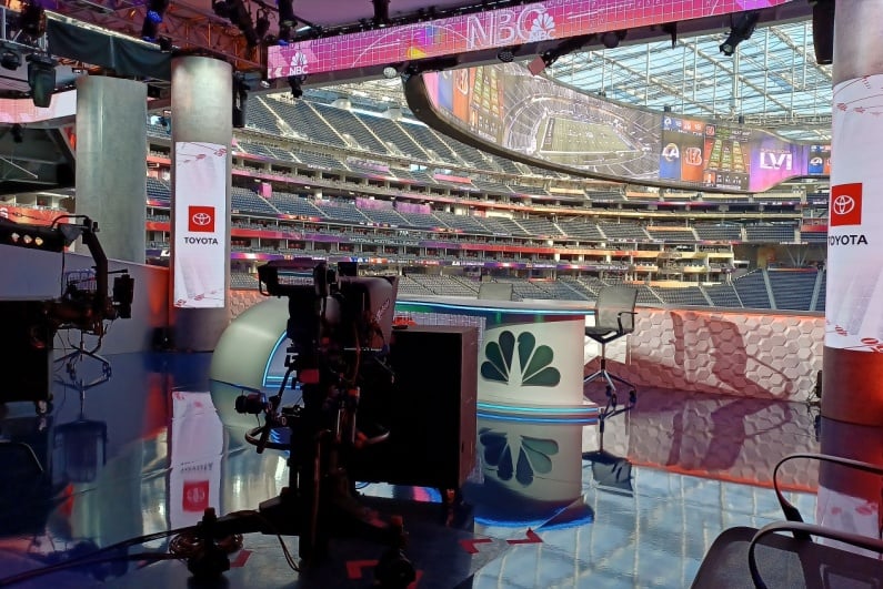 Broadcast booth for Super Bowl LVI