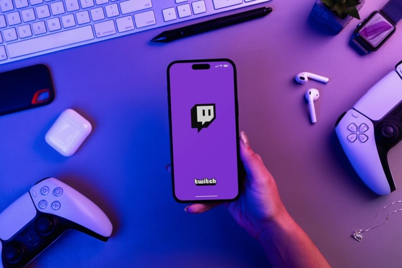 Twitch logo on phone