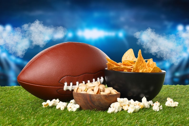 American football with chips