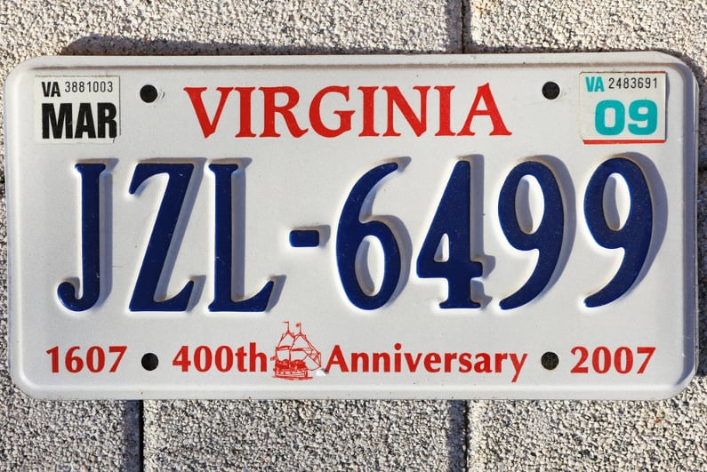 Virginia license plate